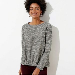 NWT LOFT Rainbow Boucle Gathered Hem Sweatshirt